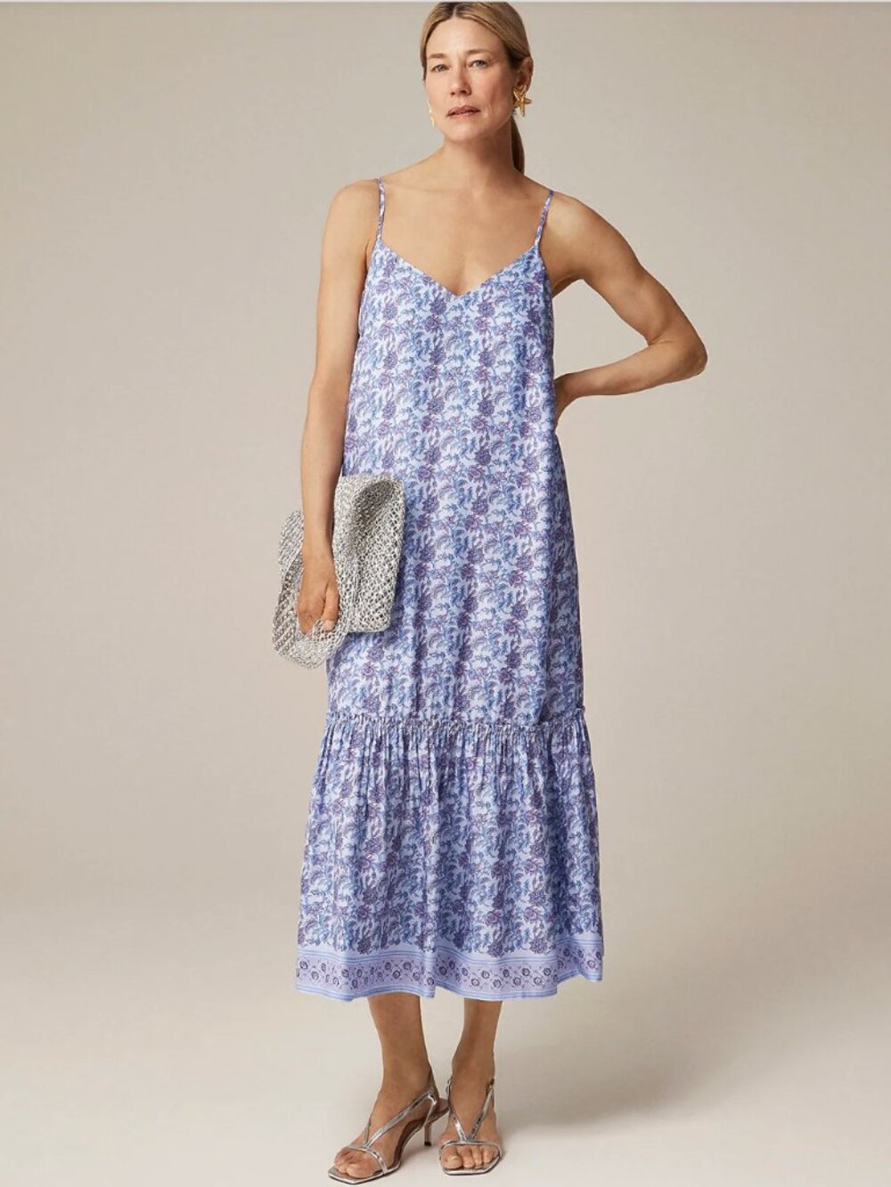NWT J Crew TALL tiered block print dress